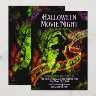 Invitation Soirée de film de sorcière Halloween
