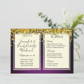 Invitation Soirée de fin de semaine Gold et Purple Bacheloret (Debout devant)