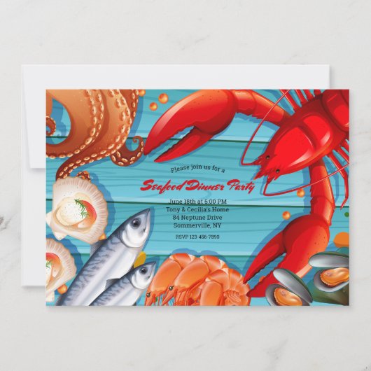 Invitation Soirée de fruits de mer (Devant)
