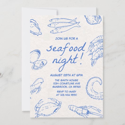 Invitation Soirée de fruits de mer à la main (Devant)