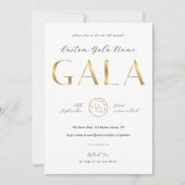Invitation Soirée de Gala Blanc & Logo Doré Collecte de Fonds (Devant)