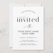 Invitation Soirée de gala d'affaires de calligraphie minimali (Devant)