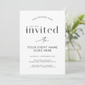 Invitation Soirée de gala d'affaires de calligraphie minimali (Debout devant)