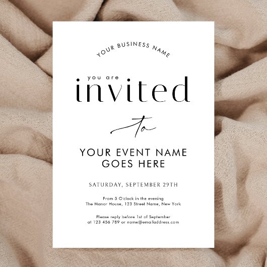 Invitation Soirée de gala d'affaires de calligraphie minimali