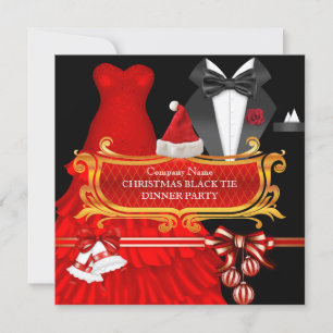 Invitation Soirée de gala de Noël en rouge et noir pour entre
