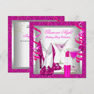 Invitation Soirée de Glamour Rose Pailleté Martini Fête