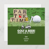 Invitation Soirée de golf Golf et bière Citation amusante pou (Devant / Derrière)