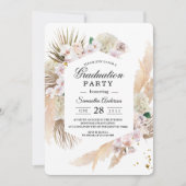 Invitation Soirée de graduation Boho Pampas & Orchid (Devant)