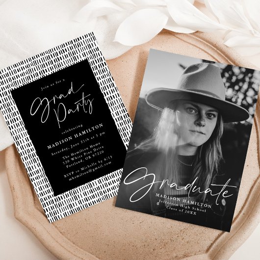 Invitation Soirée de graduation de la photo de script élégant