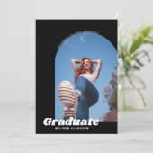 Invitation Soirée de graduation de l'Arc Photo Black Retro (Debout devant)