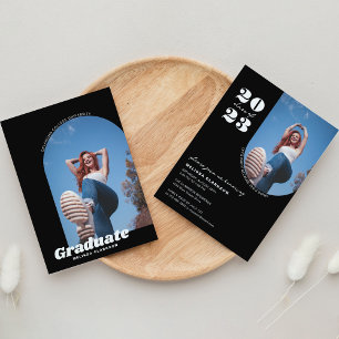 Invitation Soirée de graduation de l'Arc Photo Black Retro