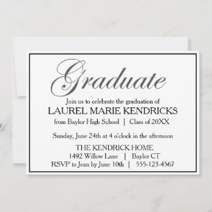 Invitation Soirée de graduation de script noir élégant