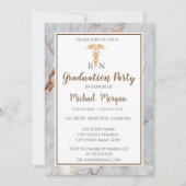 Invitation Soirée de graduation en marbre élégant Gold Nurse (Devant)