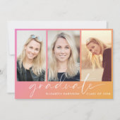 Invitation Soirée de graduation en mode rose orange (Devant)