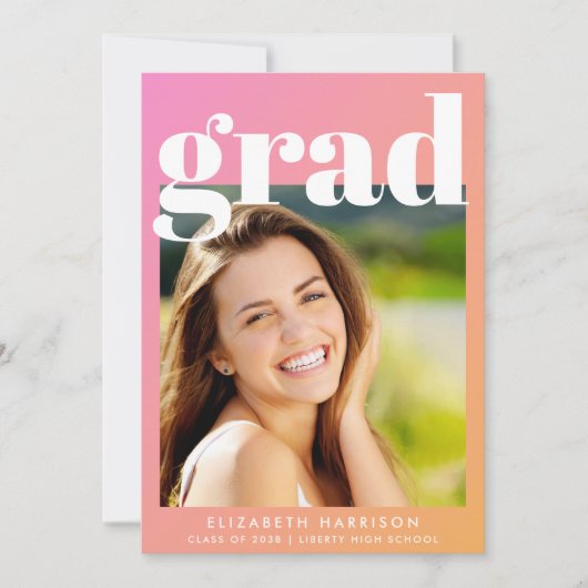 Invitation Soirée de graduation en mode rose orange (Devant)