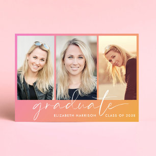 Invitation Soirée de graduation en mode rose orange