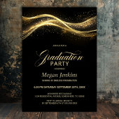 Invitation Soirée de graduation en or noir élégant