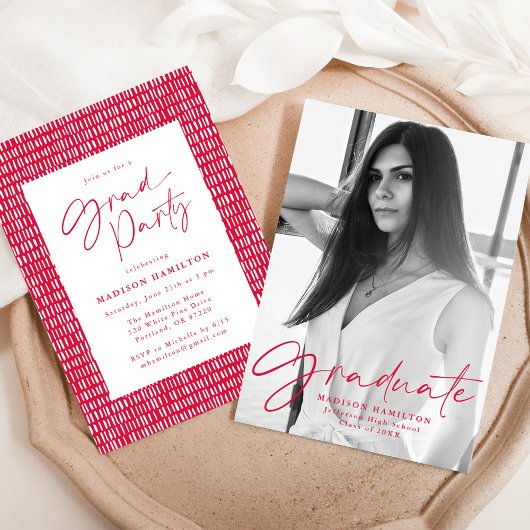 Invitation Soirée de graduation en rouge stylish