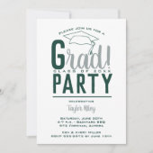 Invitation Soirée de graduation en vert foncé et gris (Devant)