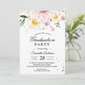 Invitation Soirée de graduation florale rose élégant (Debout devant)
