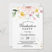 Invitation Soirée de graduation florale rose élégant (Devant)