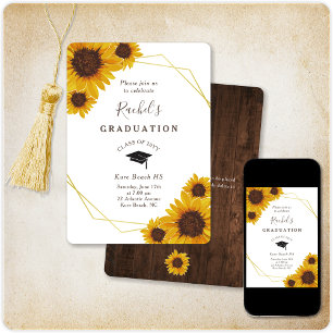 Invitation Soirée de graduation géométrique en or de tourneso