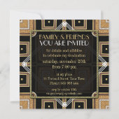 Invitation Soirée de graduation Gold Black Art Déco (Dos)
