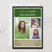 Invitation Soirée de graduation photo verte/or (Devant)