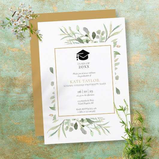 Invitation Soirée de Graduation Simple Elegant Green