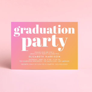 Invitation Soirée de Graduation tendance rose orange