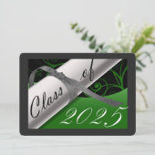 Invitation Soirée de Graduation Vert & Argent (Debout devant)