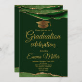 Invitation Soirée de graduation verte et d'or (Devant / Derrière)