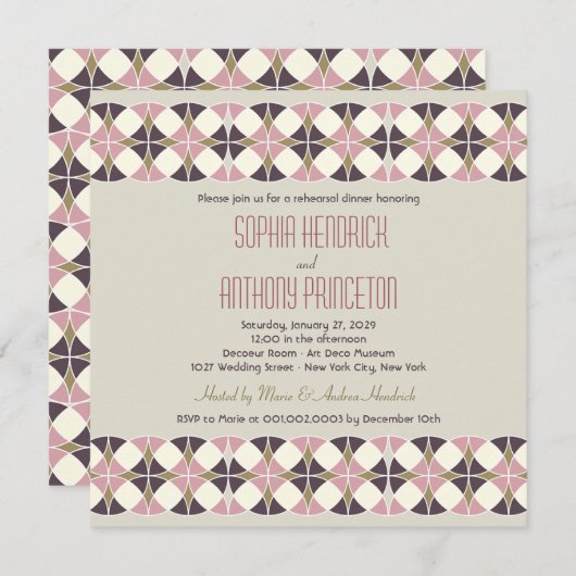 Invitation Soirée de groupe Art déco Mariage (Devant / Derrière)