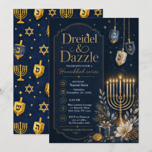 Invitation Soirée de Hanukkah Dreidel & Dazzle