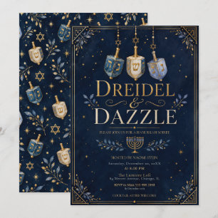 Invitation Soirée de Hanukkah Dreidel & Dazzle