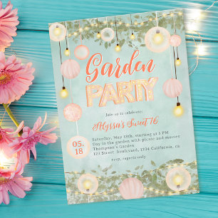 Invitation Soirée de jardin lunaire rétro été Sweet 16
