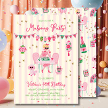 Soirée de jeu de Mahjong rose tendance pour filles