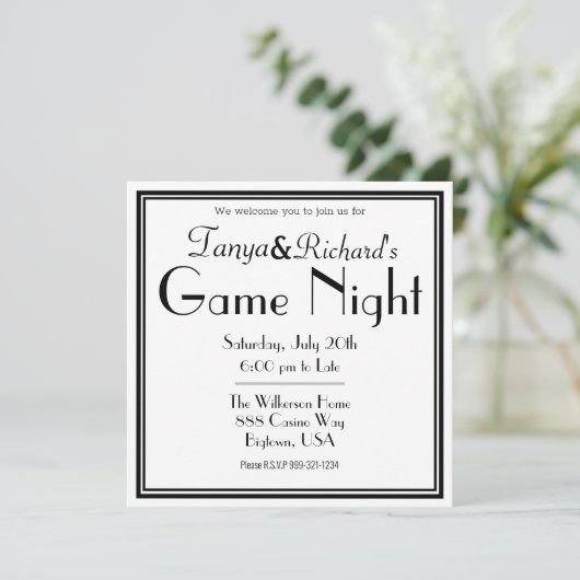 Invitation Soirée De Jeu Retro Classy (Debout devant)