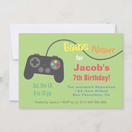 Invitation Soirée de jeu vidéo avec manette de jeu (Devant)