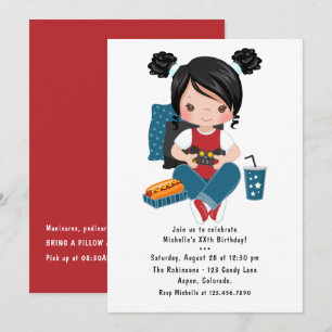 Invitation Soirée de jeu vidéo pour filles, soirée pyjama