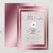 Invitation Soirée de Jeux entre Dames Or Paillettes Roses As (Devant / Derrière)