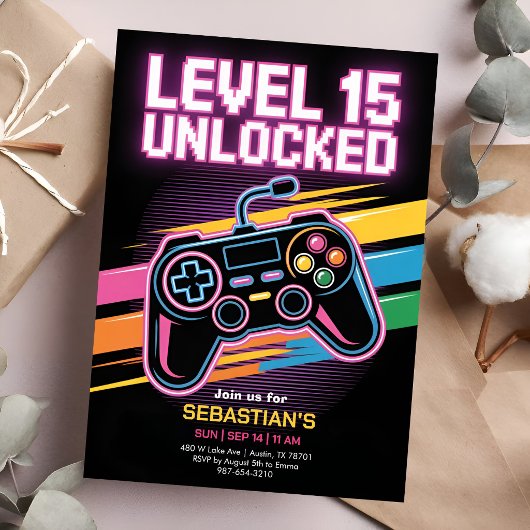 Invitation Soirée de jeux vidéo pour adolescents
