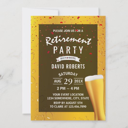 Invitation Soirée de la bière Red Confetti (Devant)