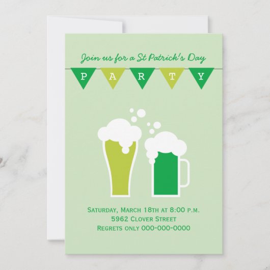 Invitation Soirée de la bière verte St Patrick's Day Party (Devant)