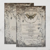 Invitation Soirée de la fête gothique d'Halloween de la mite  (Devant / Derrière)