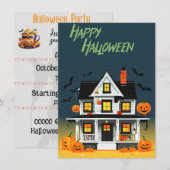 Invitation Soirée de la Maison Hantée d'Halloween (Devant / Derrière)
