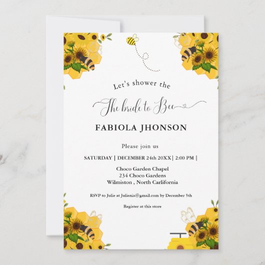 Invitation Soirée de la mariée (Devant)