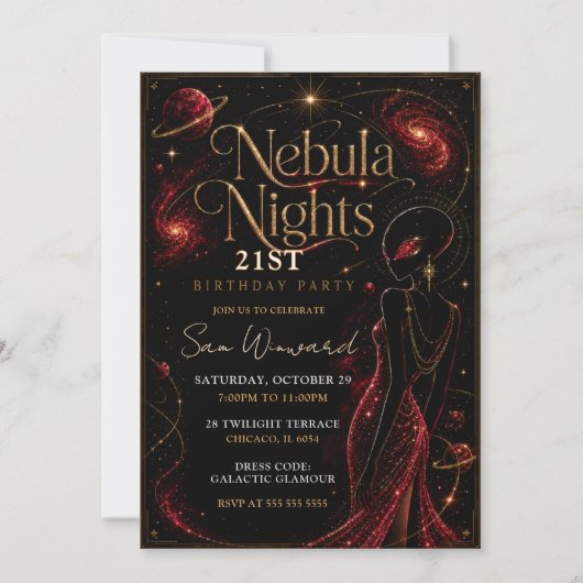 Invitation Soirée de la Nébuleuse Fête d'anniversaire 21 ans (Devant)