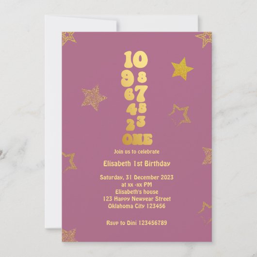 Invitation Soirée de la Réveillon de l'or rose (Devant)