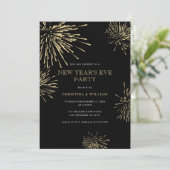Invitation Soirée de la réveillon du Nouvel An Elegant Black  (Debout devant)